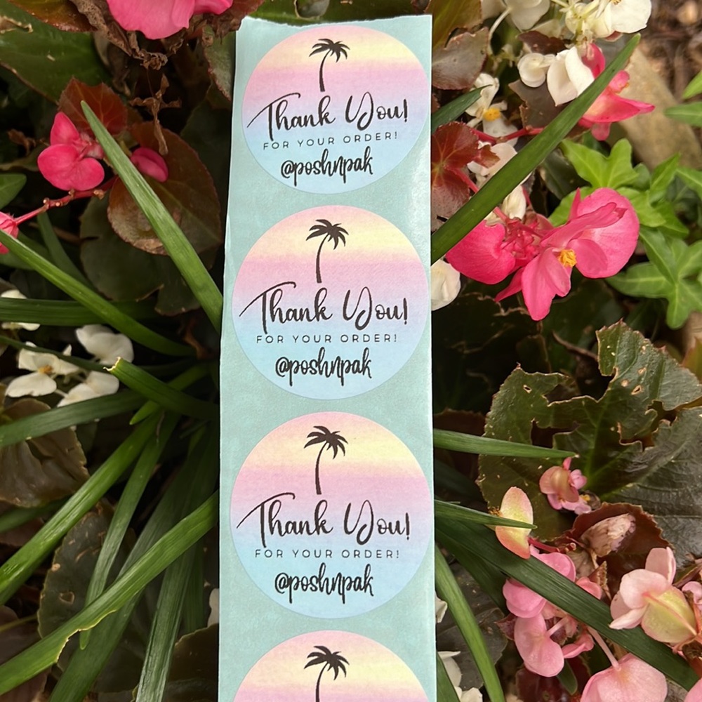 Summer 2026🎉 50 CUSTOM THANK YOU STICKERS with your Closet name-🌴PALM TREE - Picture 3 of 4